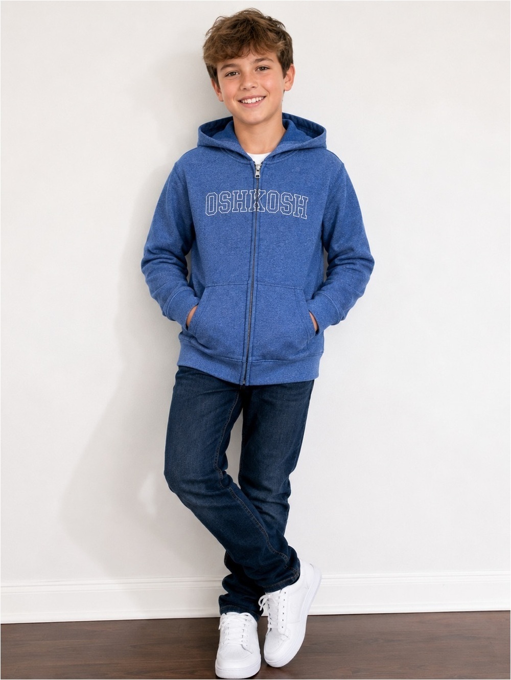 OshKosh B'gosh Boys' Blue Zip-Up Hoodie Size 12